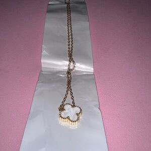 Elegant Gold and Opal Clover Necklace